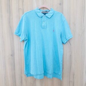 Polo By Ralph Lauren Mens Polo Shirt Size L Blue Custom Fit Preppy Classic